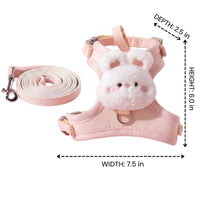 Cat Harness and Leash Set with Kitten Harness and Leash, Double Buckle Nylon Vest, Cartoon Design for Outdoor Cat Walking Adventure, 1.2m Leash