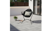 Foldable Rocking Chair With Headrest Portable Lounge Rocker Padded Seat Camping Moon Chair for Beach, Picnic