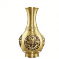 Vase with Dragon Relief Gold-Toned Chinese Dragon Vase Intricate for Living Room