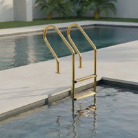 Three-Rung Pool Ladder Stainless Steel Pool Ladder with Handrails No-Holes Required for Backyard