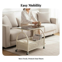 2-Tier Rolling Organizer with casters Side Table Easy to Assemble for Living Room