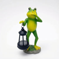 Outdoor Garden Statue with Solar Lantern Weather-Resistant Figurine with Solar Lantern Waterproof Patio Decoration Automatic for Yard, Pathway