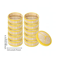 10 Pieces Bamboo Steamer Basket with Lid Natural Dumpling Steamer Sturdy