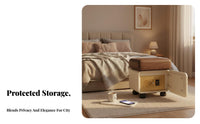 Bedside Table with Safe Modern Design Nightstand Multi-Functional Bedroom Furniture for Homeowners, Apartment Dwellers, Hotel Room