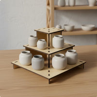 3-Tier Wooden Display Riser Multi-Layer Tabletop Figurine Display for Collectors
