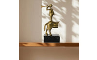 Figure on Marble Base Gold-Toned Sculpture with Marble Base Shiny Figure Statue Black Decorative Sculpture Compact