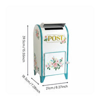Tabletop Mailbox Decor Desktop Display Vintage Post Box Floral Design for Garden