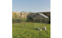 Walkfull-Access Hen House Waterproof Cover Metal Chicken Coop Heavy-Duty Roofed Fowl Pen