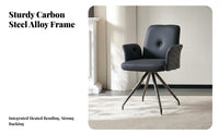 Upholstered Swivel Chair Ergonomic Back Support Armchair Sturdy Frame for Adults