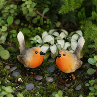 2 Pieces Robin Bird Figurine Set Pastoral Design Small Bird Garden Decor