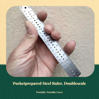 Metal Ruler, Multifunctional Measuring Tool, Drawing Compass, Metric & British Scales, Portable for School, Office, Engineers