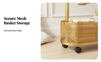 Rolling Clothes Rack with Storage Basket Cream Aesthetic for Cloakroom