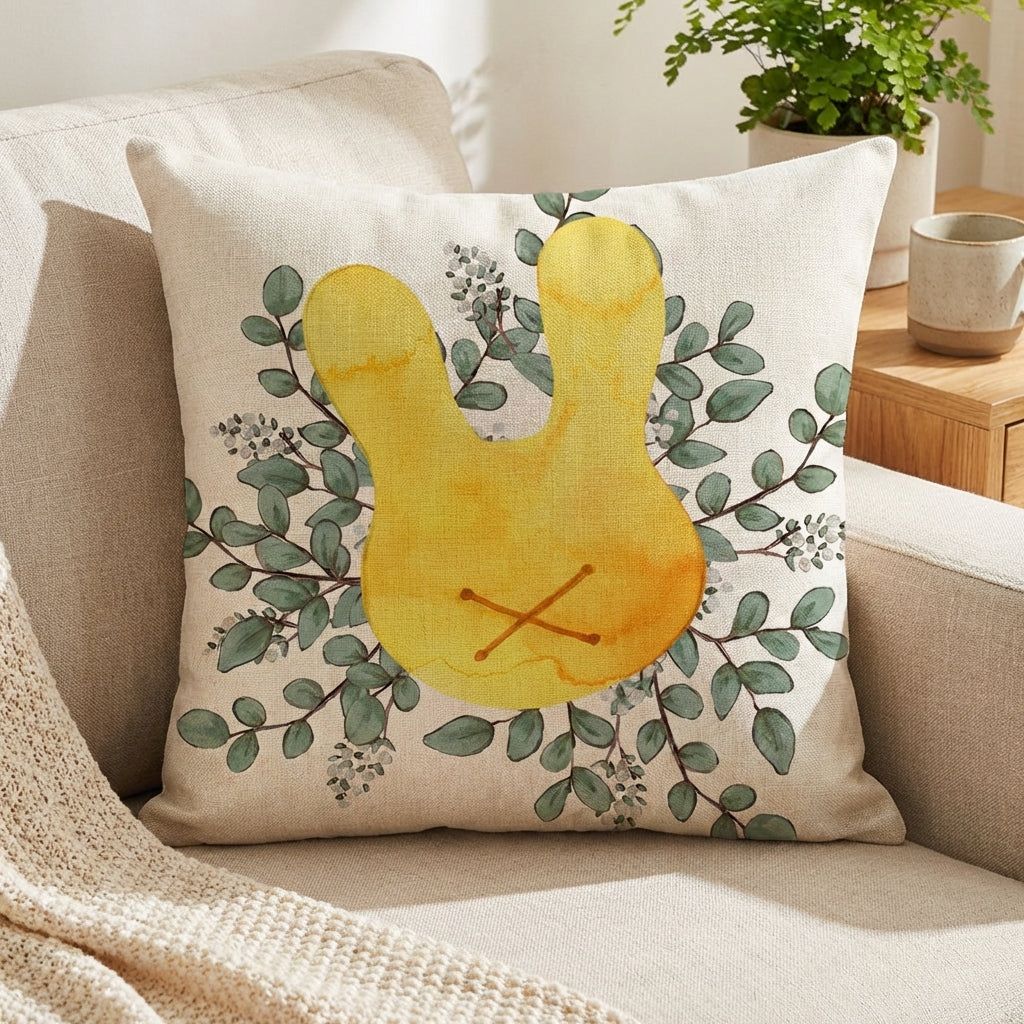 Easter Pillow Cover 18 x 18 Inch Invisible Zipper Easter Throw Pillowcase Soft Material Hare Pattern Pillow Cover for Homeowners, Decorators, Living Room, Sofa