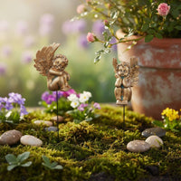 2 Pieces Angel Garden Stakes Micro-Landscape Accessory Cherub Plant Pot Stakes