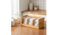 Compartmentalized Design Divided Tea Storage Box Bamboo Tea Bag Organizer for Office, Kitchen, Pantry, Countertop