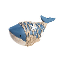 Mediterranean Rope Net Whale Decorative Wooden Figurine