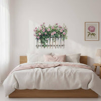 Floral Fence Wall Sticker Self Floral Fence Wall Decal Romantic House Decoration for Hallway, Door, Washroom