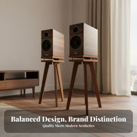 Stable Design Bookshelf Speaker Floor Stand Anti-Vibration Wooden Speaker Stand Non-Slip Feet Solid Wood High-Fidelity Rack for Audiophiles, Home Theater Enthusiasts, Listening Room