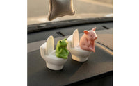 Sitting on Toilet Figurine Compact Cartoon Creature Figurine Solid-Looking
