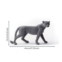 Leopard Figurine Flocked Leopard Statue Velvet-Textured Ornament for Decorators, Shelf