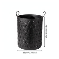 Leather Laundry Basket Minimalist Design Hollow-out Storage Bin for Living Room