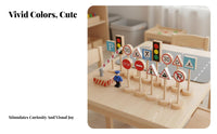 Early Education Wooden Traffic Sign Toy Set Educational Traffic Learning Toy Set Long-Lasting Wood Construction for Preschool, Classroom