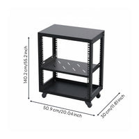 2 Pieces Server Rack Network Rack IT Hardware Rolling Cabinet Durable Steel Construction Suitable for Studio Living Room Home Office