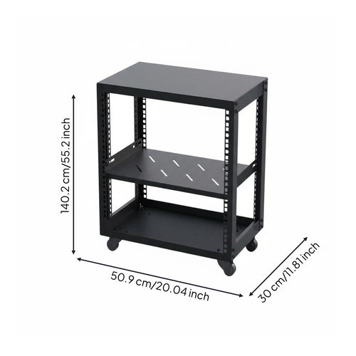 2 Pieces Server Rack Network Rack IT Hardware Rolling Cabinet Durable Steel Construction Suitable for Studio Living Room Home Office