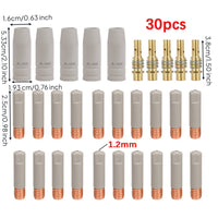 30 Pieces 15AK MIG Torch Consumable Kit High Temperature Resistant MIG Welder Connector Tips and Nozzles Set Guarding Coating for Welders, Garage
