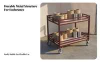 With Wheels Rolling Advertising Cart Outdoor Use Foldable Display Shelf Reinforced Frame 2-Shelf Rolling Cart Sturdy Construction for Street Vendors, Warehouse Employees, Supermarkets, Advertising Al Events, Retail Stores, Warehouses