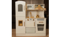 Wooden Play Kitchen Realistic Pretend Play Kitchen Interactive Wooden Toy Fridge for Kids, Children, Preschool