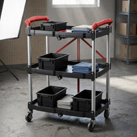 Foldable Tool Utility Wagon Caster Wheels Workshop Storage Space Saving