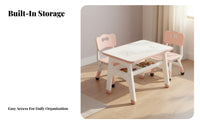 Multi-Functional Kids Table and Chair Set Child-Friendly Design Toddler Play Table Set Easy to Clean Toddler Study Desk with Storage Food-Grade Material for Toddlers, Preschoolers, Parents, Playroom, Daycare, Nursery, Classroom