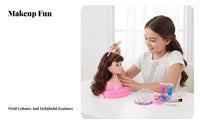 Makeup Doll Head Kit Gift Box Packaging Hairstyling Doll Head Pretend Play Easy to Design for Aspiring Stylists, Sleepovers