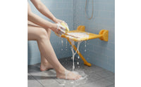 Space Saving Wall Mounted Shower Seat Easy to Install Wall Mounted Shower Chair Elastic Assisted for Seniors, Hospital, Nursing Home