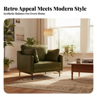 Vintage Leather Settee Oil Wax Finish Couch Retro Design Household Furniture for Homeowners, Families, Living Room, Lounge Area