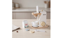 Kids Wooden Coffee Maker Toy Children's Toy Coffee Machine with Accessories Minimalist Pretend Kitchen Appliance with Accessories Smooth for Toddlers, Playroom