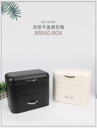 江门厂家金属面包箱铁皮复古厨房储物罐铁皮抽拉面包箱收纳