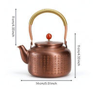 Copper Teapot Vintage-Style Copper Kettle Brushed Kettle with Wrapped Handle for Tea Lovers, Collectors, Tabletop