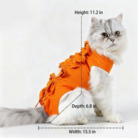 Cat Recovery Suit with Tie-Back Closure, Printed Polyester Spay and Neuter Recovery Suit, Short-Sleeve Weaning Suit for Post Operative Care