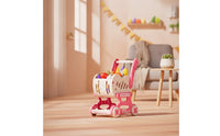 Child-Sized Hippo Shopping Cart Toy Easy to Push Toy Shopping Cart with Detachable Basket Wheeled Small Hands for Toddlers, Kids, Playroom, Preschool