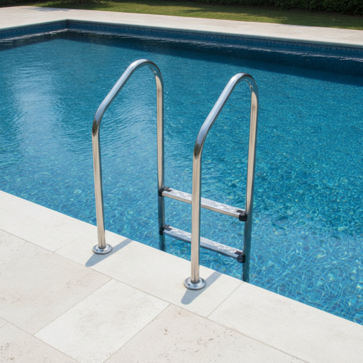 Polished Pool Ladder with Handrails Corrosion-Resistant in-Ground Pool Ladder Safe