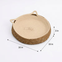 Woven Cat Bed Made of Grass Material, All Season Cat Bed for Indoor Cats, Open Woven Grass Cat Bed, Four Seasons Resting Place