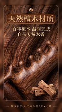 Golden Silk Wood 4-in-1 Massage Comb for Scalp and Face