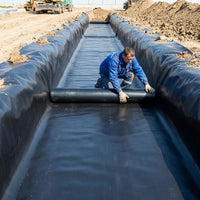 HDPE Geomembrane Liner, 60S Black Synthetic HDPE Liner Roll, 4/6m x 50m, Waterproof Anti-Seepage for Waste Containment