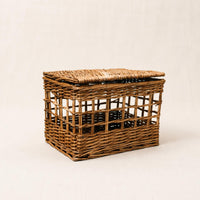 Storage Basket with Lid Rustic Hand Woven Container Basket Decorative for Home Decor