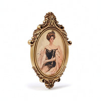 Oval Frame with Portrait Carved Decor Decorative for Living Room, Bedroom