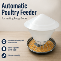Automatic Chicken Feeder, 50cm Wet Weather Poultry Feeder, 60kg Large Capacity Outdoor Feed Trough for Duck & Goose