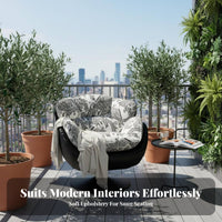 Upholstered Rotating Armchair Italian Design Round Rotating Armchair Winter & Summer Use Plush Feel Fabric for Readers