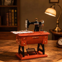 Vintage Mini Stitching Device Music Box Vintage Mini Stitching Device Music Box Tabletop Ornament for Collectors, Desk, Shelf, Display Cabinet